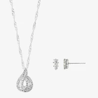 Sparkle Allure Womens Cubic Zirconia Pure Silver Over Brass 2-pc. Jewelry Set
