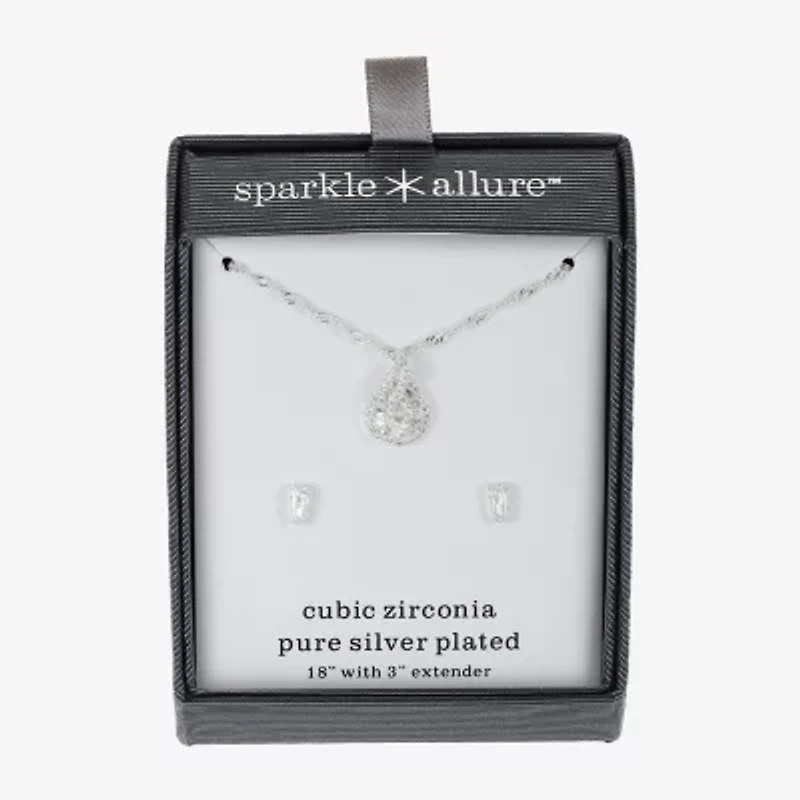 Sparkle Allure Womens Cubic Zirconia Pure Silver Over Brass 2-pc. Jewelry Set