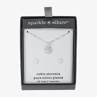 Sparkle Allure Womens Cubic Zirconia Pure Silver Over Brass 2-pc. Jewelry Set