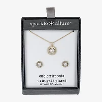 Sparkle Allure Womens Cubic Zirconia 14K Gold Over Brass Round 2-pc. Jewelry Set