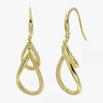 Sparkle Allure Womens Cubic Zirconia 14K Gold Over Brass Drop Earrings