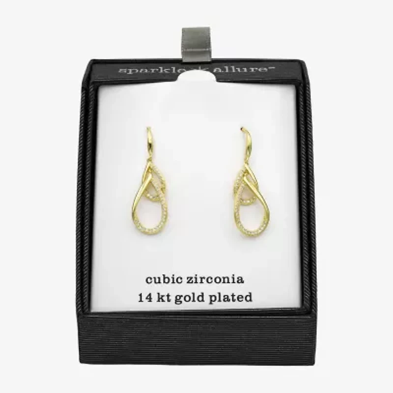 Sparkle Allure Womens Cubic Zirconia 14K Gold Over Brass Drop Earrings