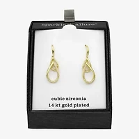 Sparkle Allure Womens Cubic Zirconia 14K Gold Over Brass Drop Earrings