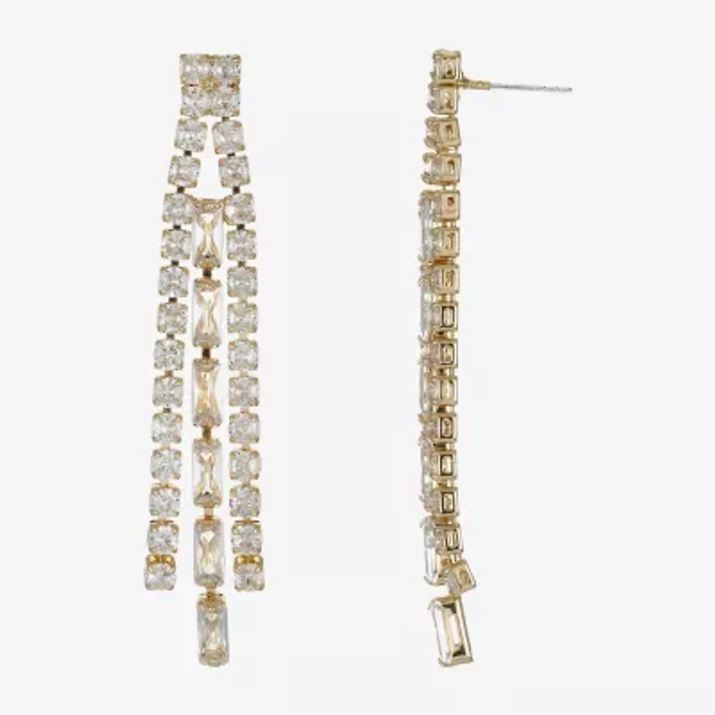 Sparkle Allure Womens Cubic Zirconia 14K Gold Over Brass Chandelier Earrings