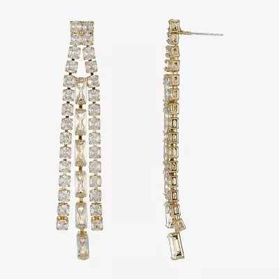 Sparkle Allure Womens Cubic Zirconia 14K Gold Over Brass Chandelier Earrings