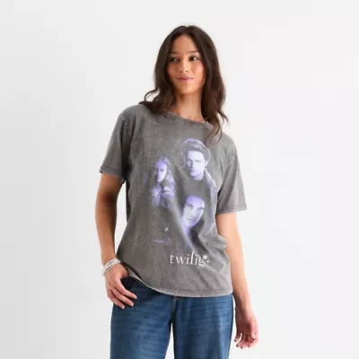 New World Juniors Twilight Oversized Womens Crew Neck Short Sleeve Graphic T-Shirt