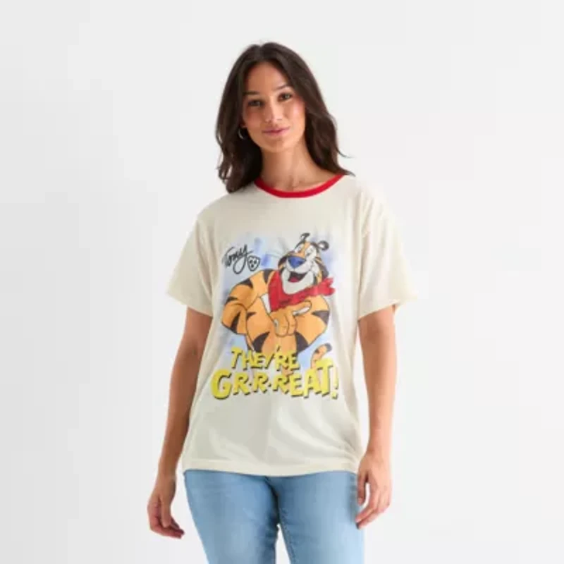 New World Frosted Flakes Boyfriend Tee Womens Crew Neck Short Sleeve Loose Fit Juniors Graphic T-Shirt