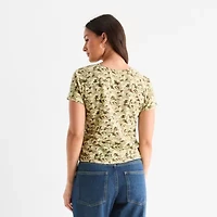 Shrek All Over Print Baby Tee Womens Crew Neck Short Sleeve Fitted Juniors Graphic T-Shirt