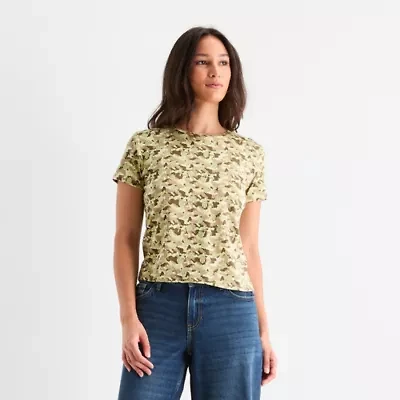 Shrek All Over Print Baby Tee Womens Crew Neck Short Sleeve Fitted Juniors Graphic T-Shirt