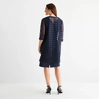 Maya Brooke Womens Windowpane Jacket Dress