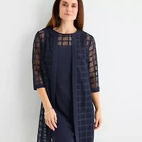 Maya Brooke Womens Windowpane Jacket Dress