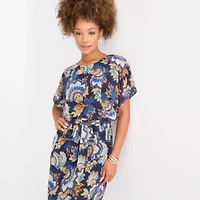 Robbie Bee Womens Short Sleeve Floral Fit + Flare Dress
