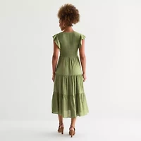 Isabel & Nina Womens Short Sleeve Midi Fit + Flare Dress