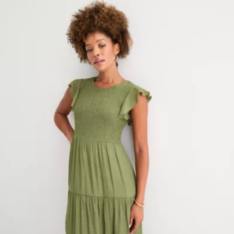 Isabel & Nina Womens Short Sleeve Midi Fit + Flare Dress