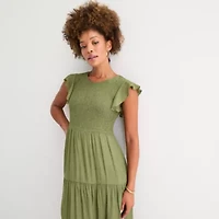 Isabel & Nina Womens Short Sleeve Midi Fit + Flare Dress