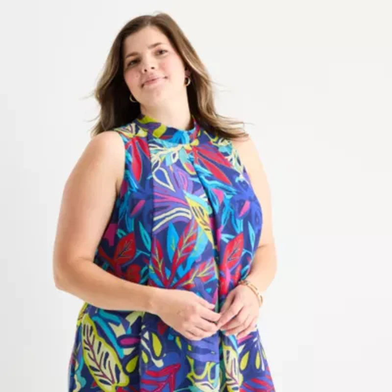 Robbie Bee Womens Plus Sleeveless Shift Dress