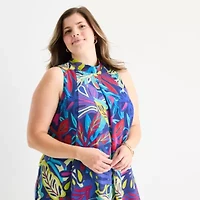 Robbie Bee Womens Plus Sleeveless Shift Dress