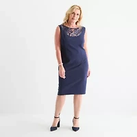 Maya Brooke Womens Applique Jacket Dress Plus