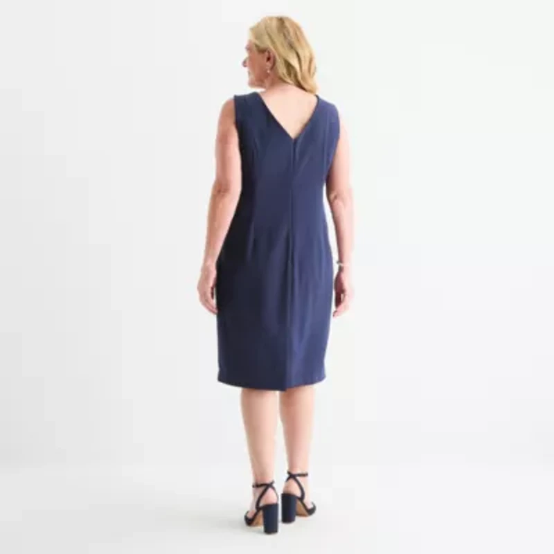 Maya Brooke Womens Applique Jacket Dress Plus