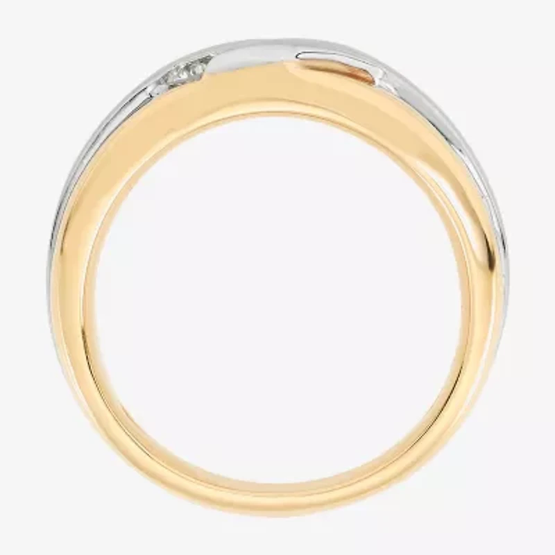 Limited Quantities! Mens 9.5MM 3/4 CT. T.W. Natural White Diamond 10K Two Tone Gold Wedding Band