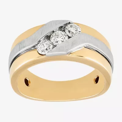 Mens 9.5MM 3/4 CT. T.W. Natural White Diamond 10K Two Tone Gold Wedding Band