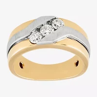 Mens 9.5MM 3/4 CT. T.W. Natural White Diamond 10K Two Tone Gold Wedding Band