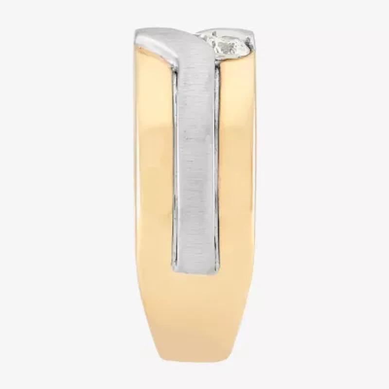 Limited Quantities! Mens 9.5MM 3/4 CT. T.W. Natural White Diamond 10K Two Tone Gold Wedding Band