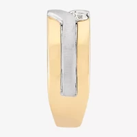 Mens 9.5MM 3/4 CT. T.W. Natural White Diamond 10K Two Tone Gold Wedding Band