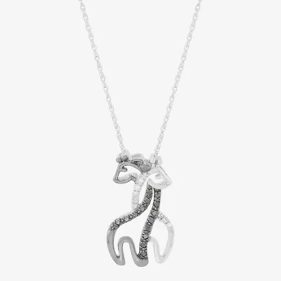 Giraffe Womens 1/10 CT. T.W. Natural Black Diamond 10K White Gold 18 Inch Pendant Necklace