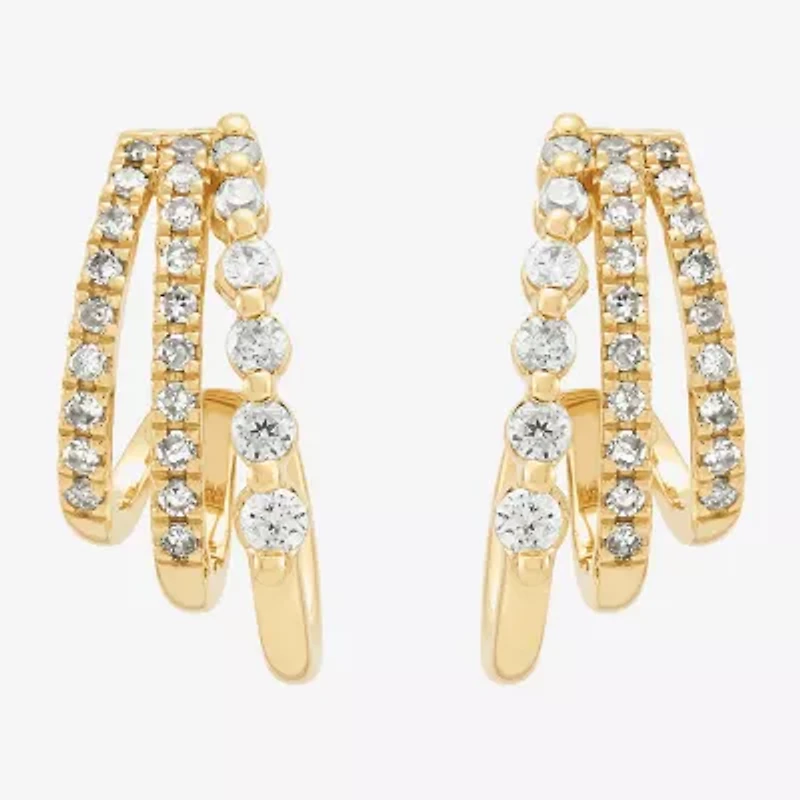 Limited Quantities! Womens 1/4 CT. T.W. Natural White Diamond 14K Gold 13mm Hoop Earrings