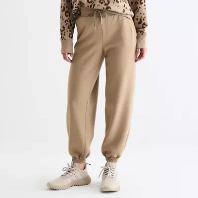 Xersion Womens Drawstring Waist Cuffed Mid Rise Regular Fit Tall Fleece Active Jogger Pant