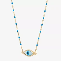 Limited Quantities! Womens Genuine White Mother Of Pearl 14K Gold Evil Eye 18 Inch Pendant Necklace
