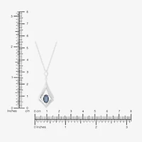 Womens Diamond Accent Genuine Blue Sapphire Sterling Silver Diamond 18 Inch Pendant Necklace