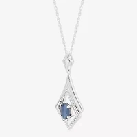 Limited Quantities! Womens Diamond Accent Genuine Blue Sapphire Sterling Silver Diamond 18 Inch Pendant Necklace