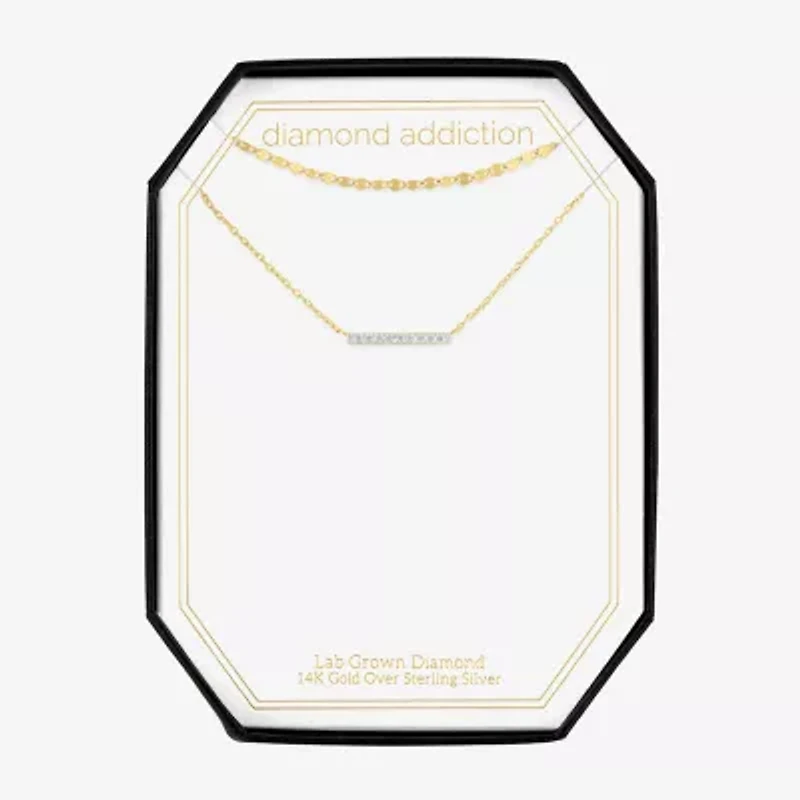 (G-H / I1-I2) Womens Diamond Accent Lab Grown White Diamond Bar 2-pc. Necklace Set