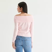 Juicy By Couture Juniors Womens Straight Neck Long Sleeve Pullover Sweater