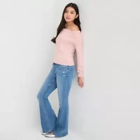 Juicy By Couture Juniors Womens Straight Neck Long Sleeve Pullover Sweater