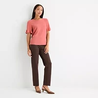 Liz Claiborne Womens Crew Neck Short Sleeve Blouse
