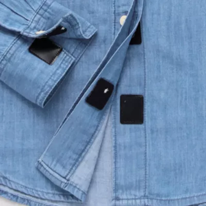 St. John's Bay Womens Easy-on + Easy-off Hidden Access Opening Cuffed Long Sleeve Regular Fit Button-Down Shirt