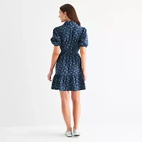 St. John's Bay Womens Short Sleeve Paisley A-Line Dress