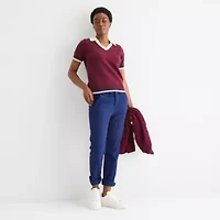St. John's Bay Womens V Neck Short Sleeve Pullover Polo Sweater