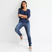 St. John's Bay Womens Square Neck 3/4 Sleeve Blouse