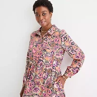 St. John's Bay Womens Long Sleeve Midi Floral A-Line Dress