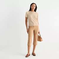 Liz Claiborne Womens Crew Neck Short Sleeve Pullover Sweater