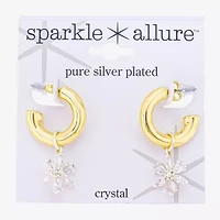 Sparkle Allure Womens Crystal 10K Gold Over Brass 17.9mm Flower Hoop Earrings