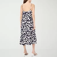 MSK Womens Sleeveless Midi Floral Shift Dress