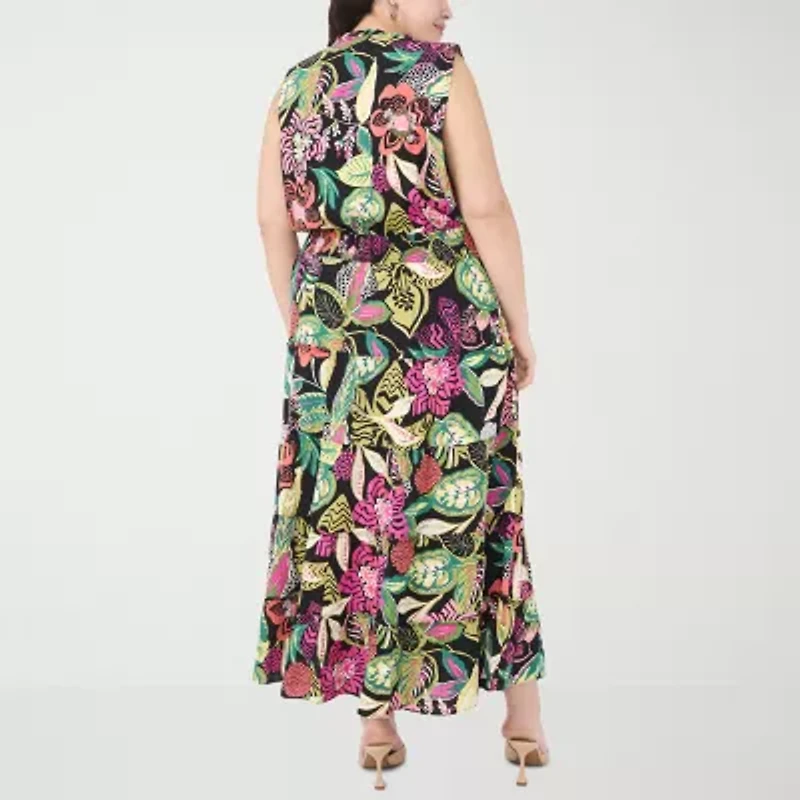 Sam And Jess Womens Sleeveless Floral Plus Maxi Dress
