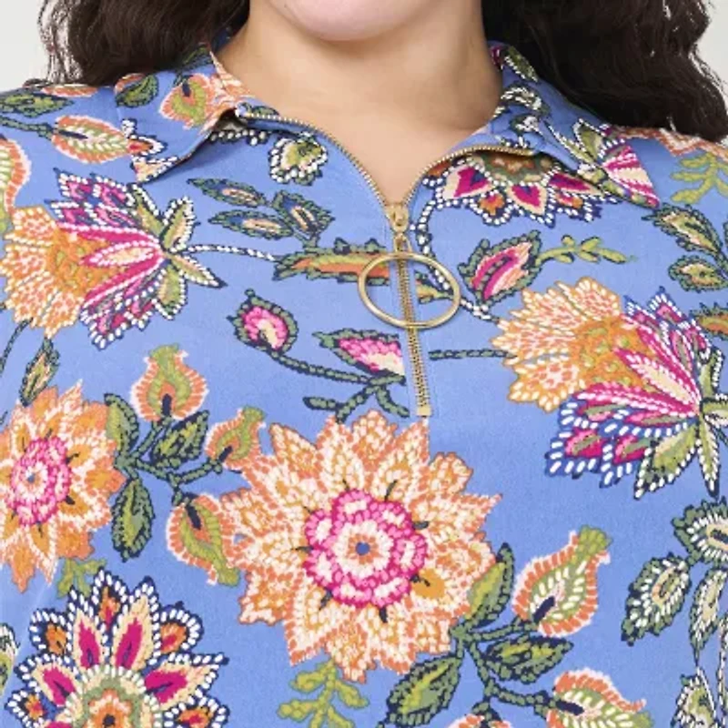 MSK Womens Short Sleeve Floral Plus Shift Dress