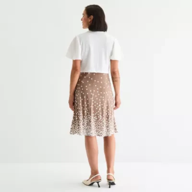 Perceptions Womens Floral Jacket Dress Petite