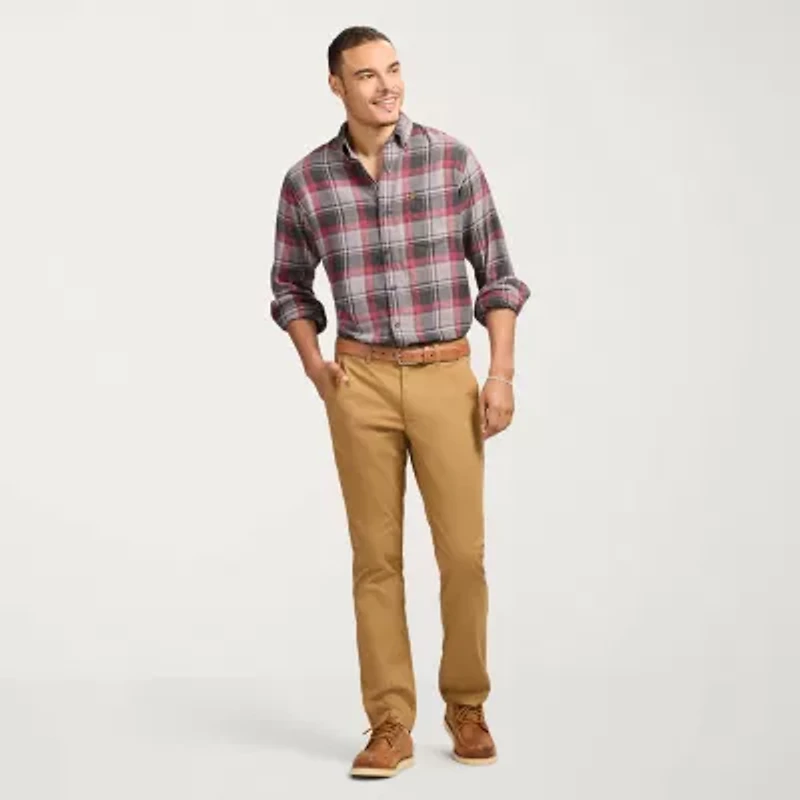 IZOD Stratton Mens Long Sleeve Stretch Fabric Classic Fit Flannel Shirt